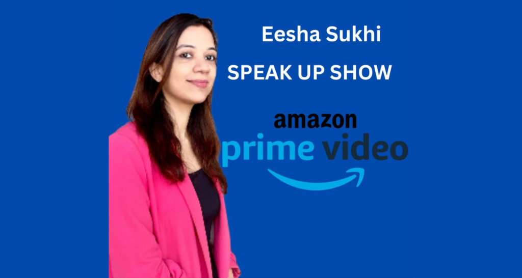 Eesha Sukhi, Founder & Director of The Bluebop Cafe part of chat show Speak Up for Amazon Prime by award winning film director Vipin Agnihotri.