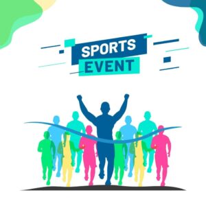 sports-event-concept-with-silhouette-athletics-running-cross-ribbon-on-white-background-vector