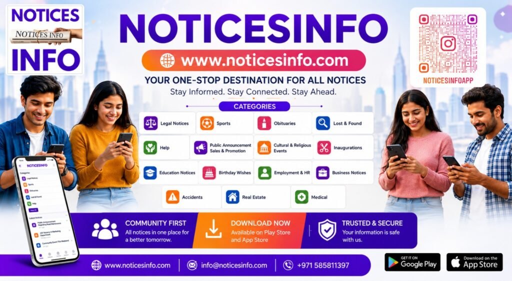 Notices Info: A Global Digital Platform for Public Notices, Announcements, and Community Connections